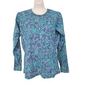 Coolibar Paisley Long Sleeve UPF 50+ Protection Swim Shirt Rash Guard Women L